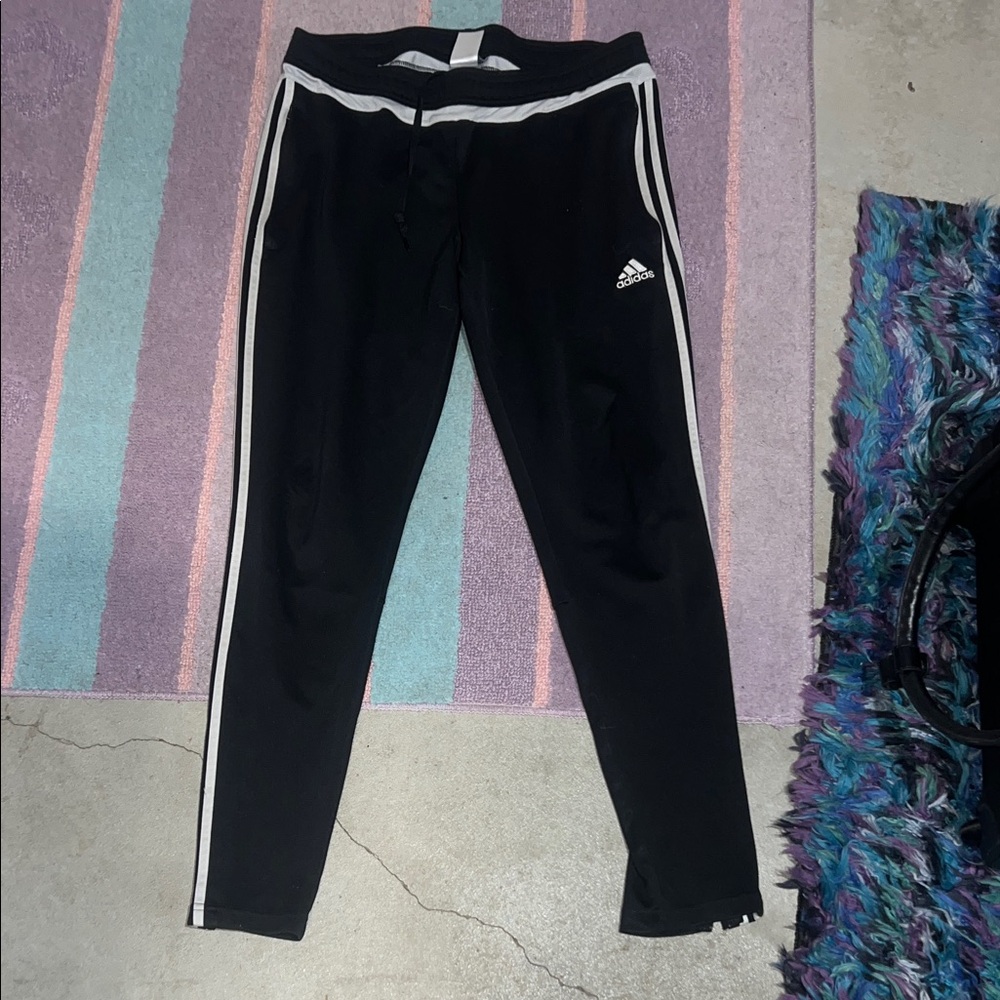 Adidas Black Joggers with White Accents